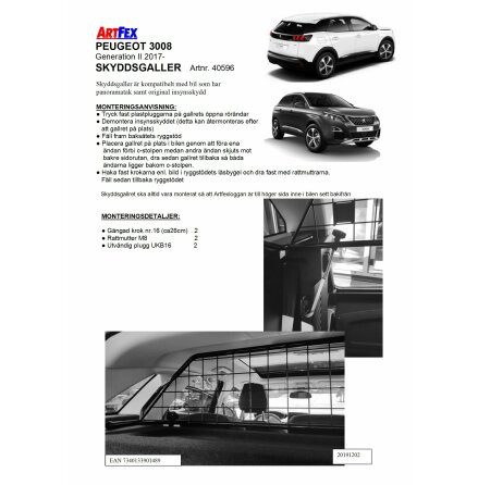 Artfex Hundgaller Peugeot 3008, 2017-&gt;generation 2