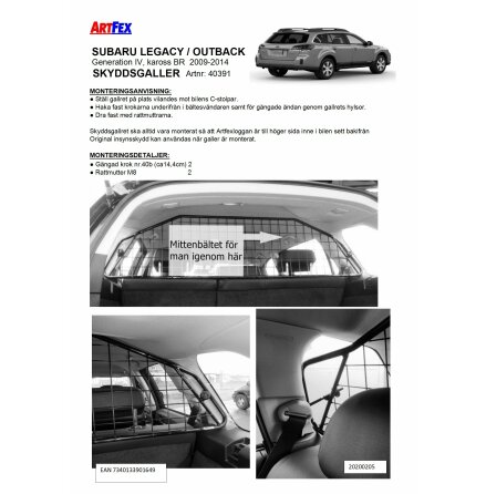 Artfex Hundgaller Subaru Legacy / Outback (BR) 2009-2014 (Gen 4)